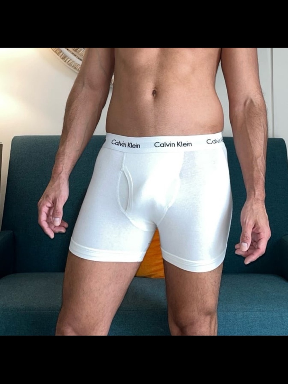 Calvin Klein White Men's Cotton Boxer Briefs with Logo Waistband - Picture 6 of 7